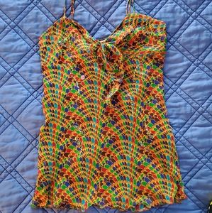 Silk tank, adjustable straps, flattering cowl neck